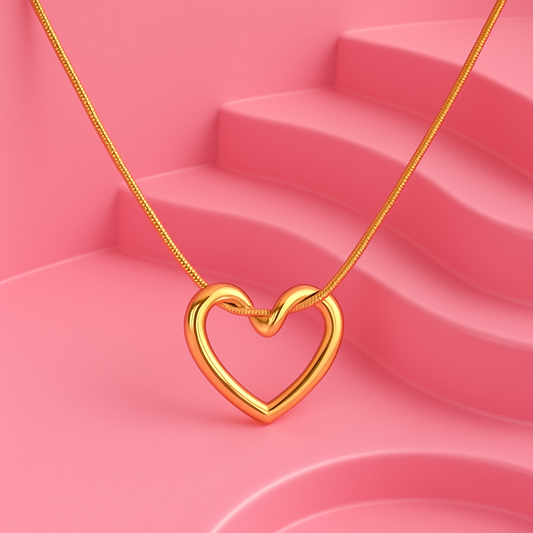 Gold-Plated Open Heart Pendant Necklace | Tvayi Jewellery