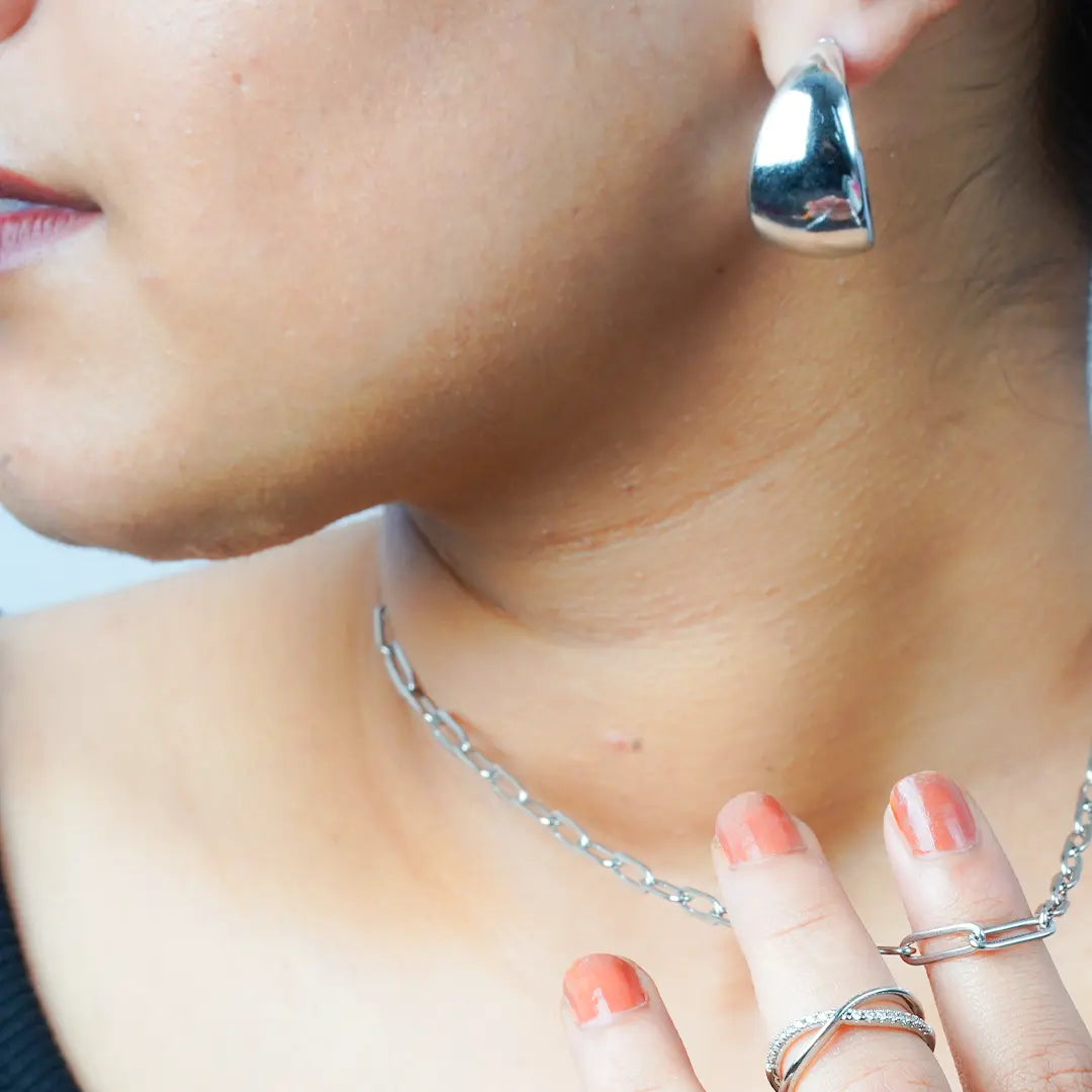 Chunky Teardrop Silver Plated Earrings | Tvayi