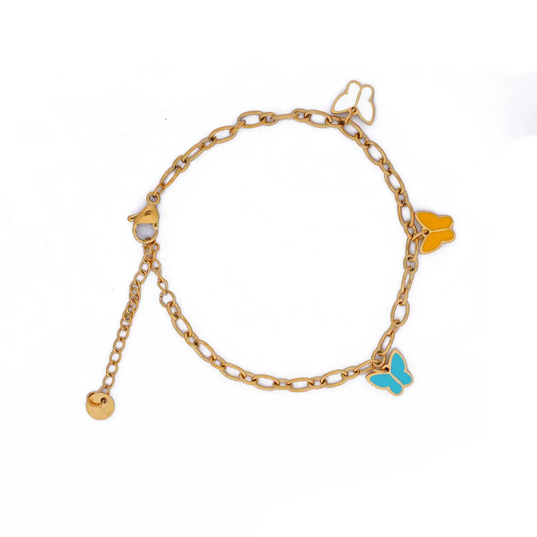 Colourful Butterfly Link Chain Bracelet Tvayi