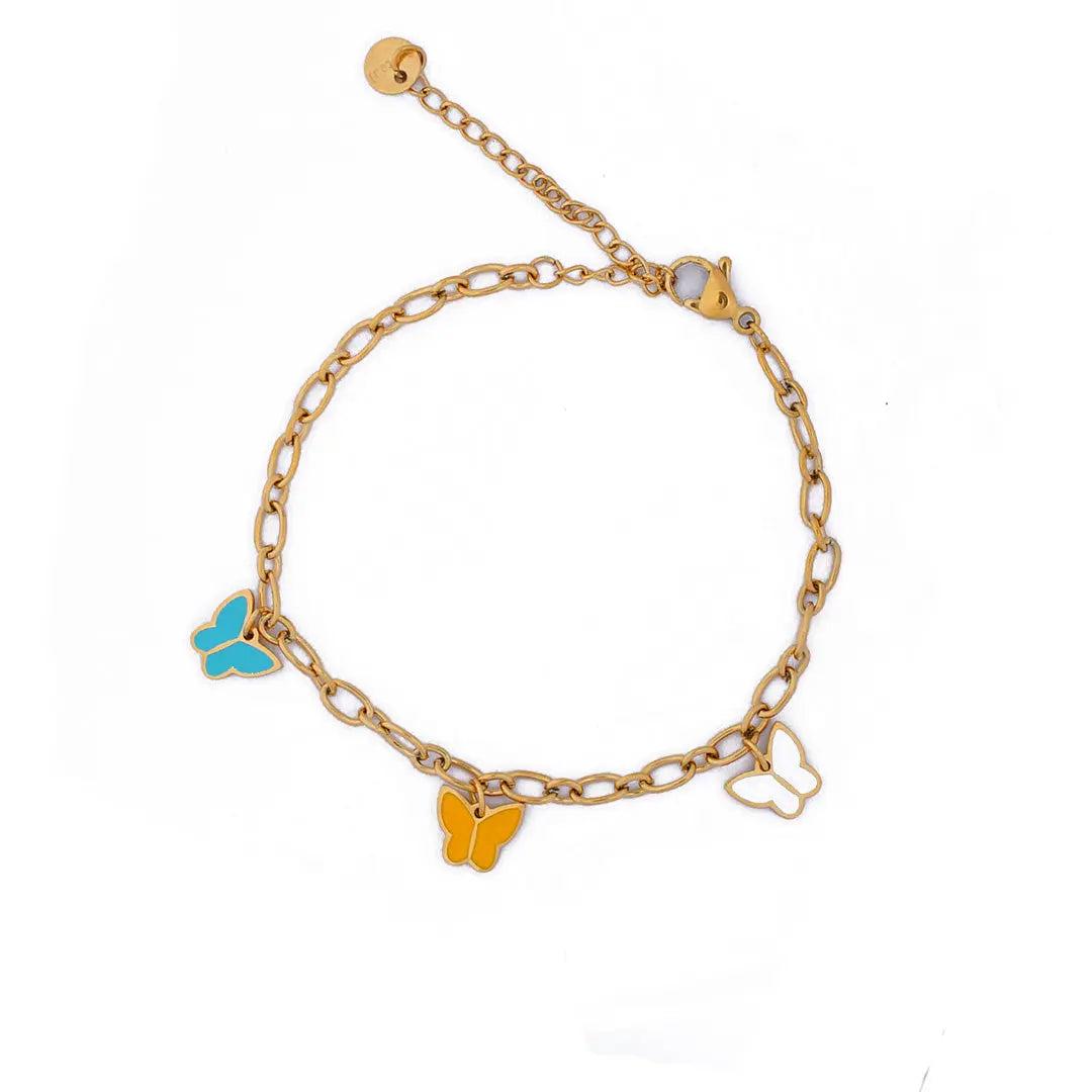 Colourful Butterfly Link Chain Bracelet Tvayi