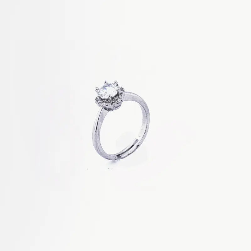 Crown Solitaire Sterling Silver Ring | Tvayi Jewellery