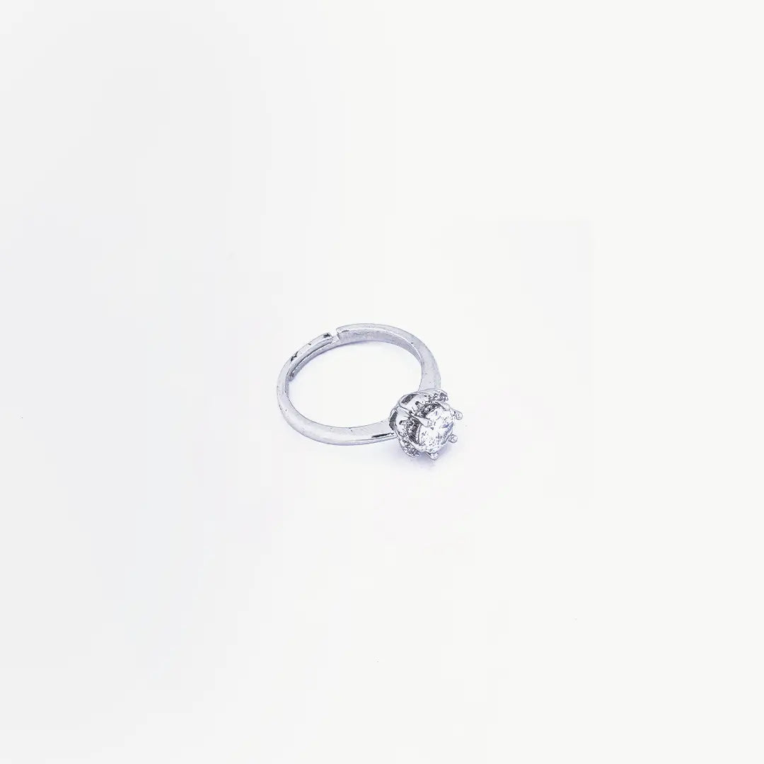 Crown Solitaire Sterling Silver Ring | Tvayi Jewellery