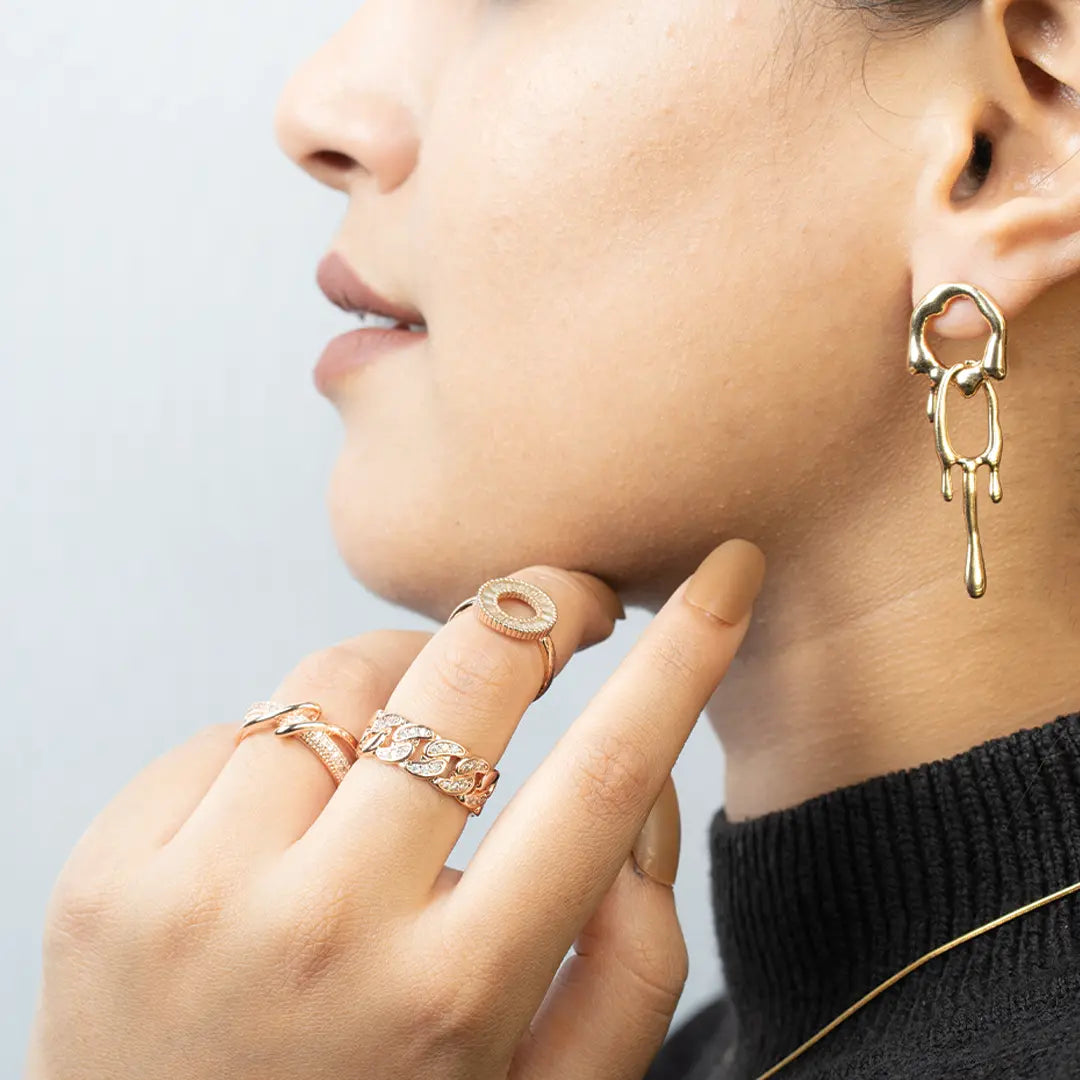 Dripping Golden Earring Studs | Tvayi