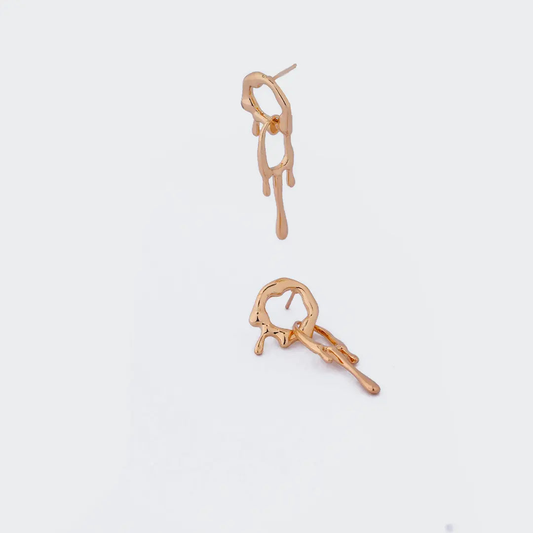 Dripping Golden Earring Studs | Tvayi