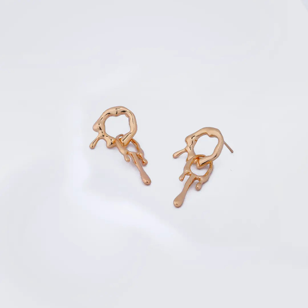 Dripping Golden Earring Studs | Tvayi