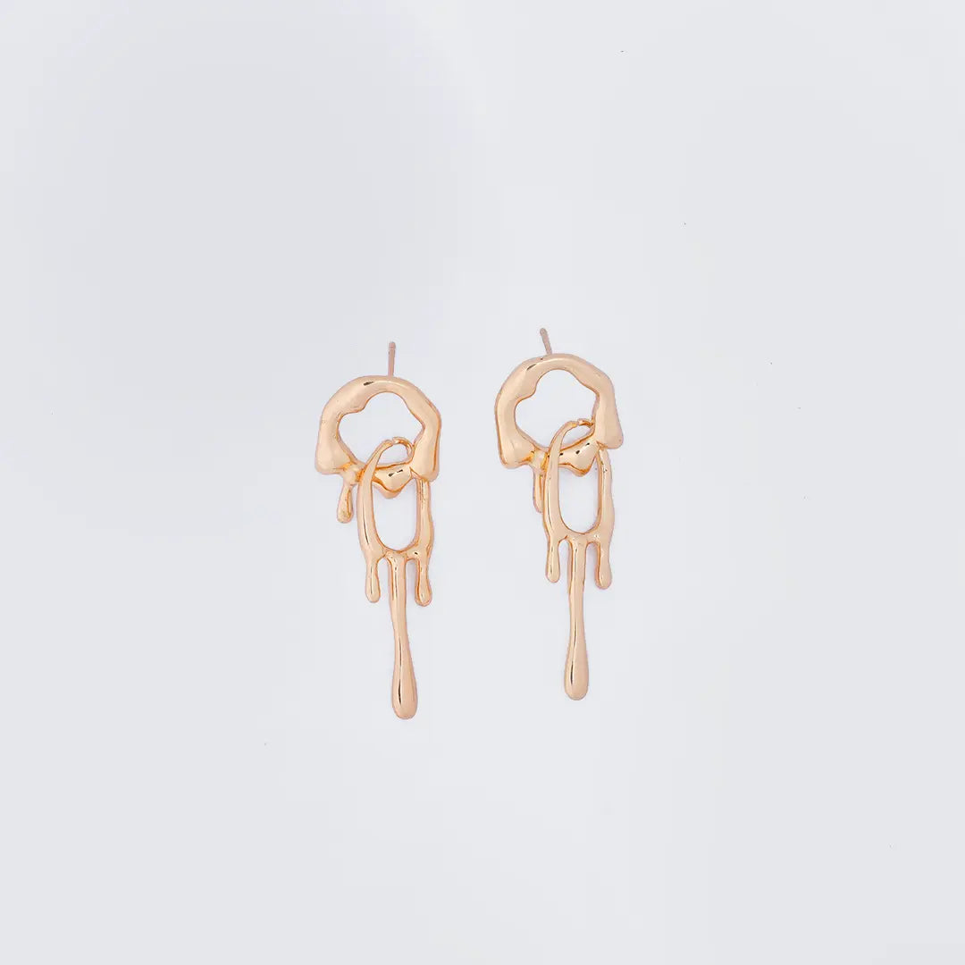 Dripping Golden Earring Studs | Tvayi