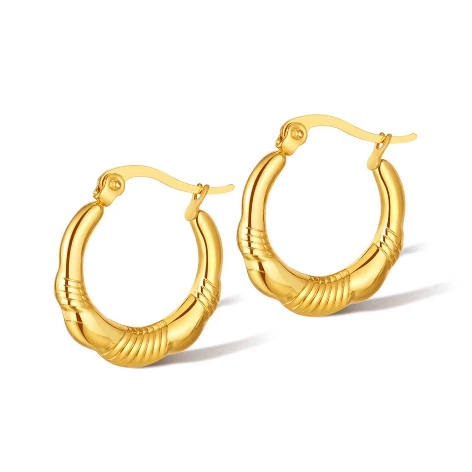 Textured Hoop Golden Earrings | Tvayi
