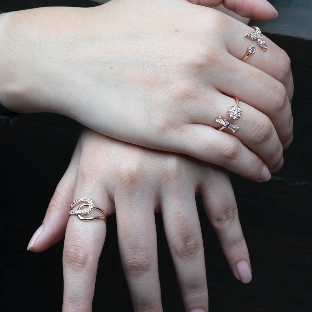 Interlocked Rose Gold Finish Ring Tvayi