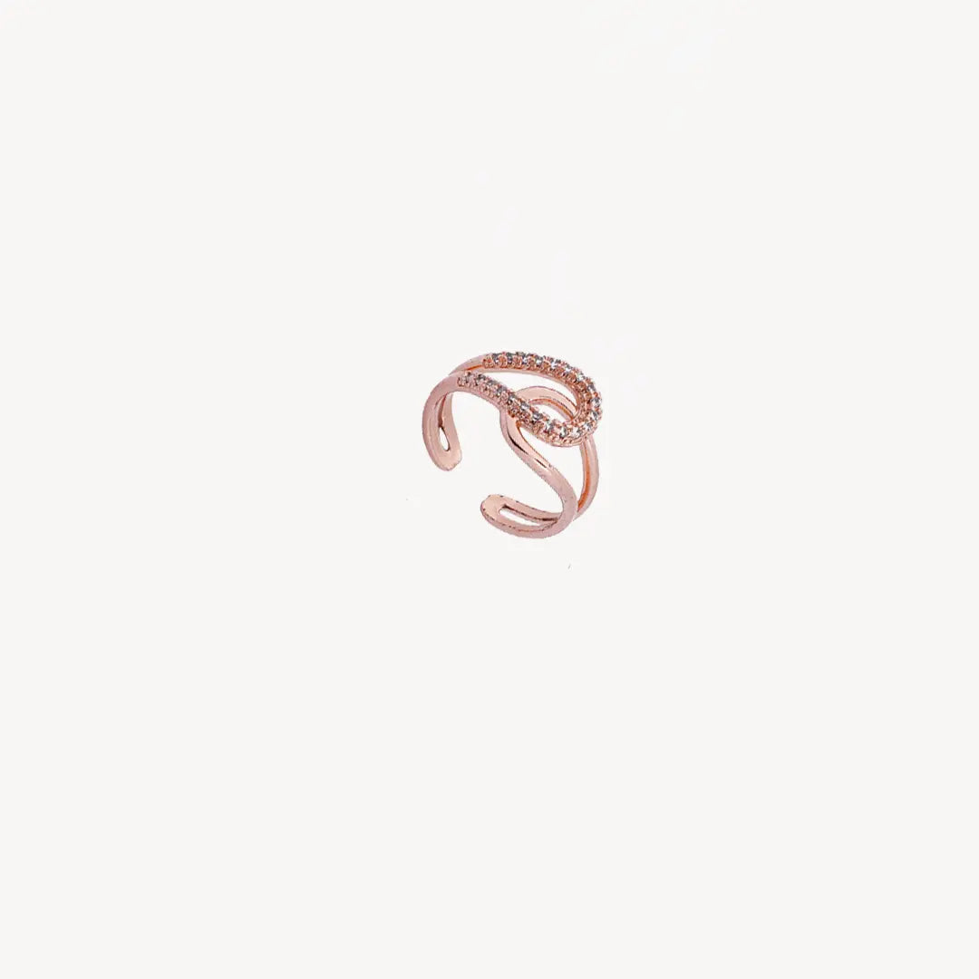 Interlocked Rose Gold Finish Ring Tvayi