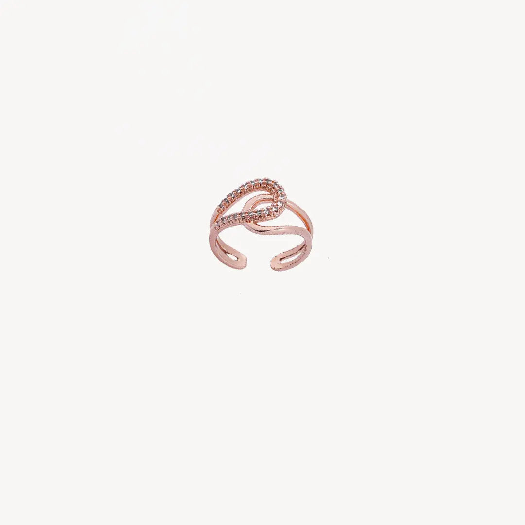 Interlocked Rose Gold Finish Ring Tvayi