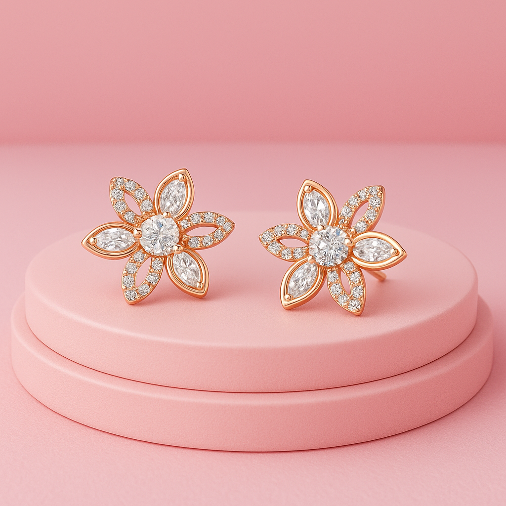 Floral Stud Earrings | Tvayi Jewellery
