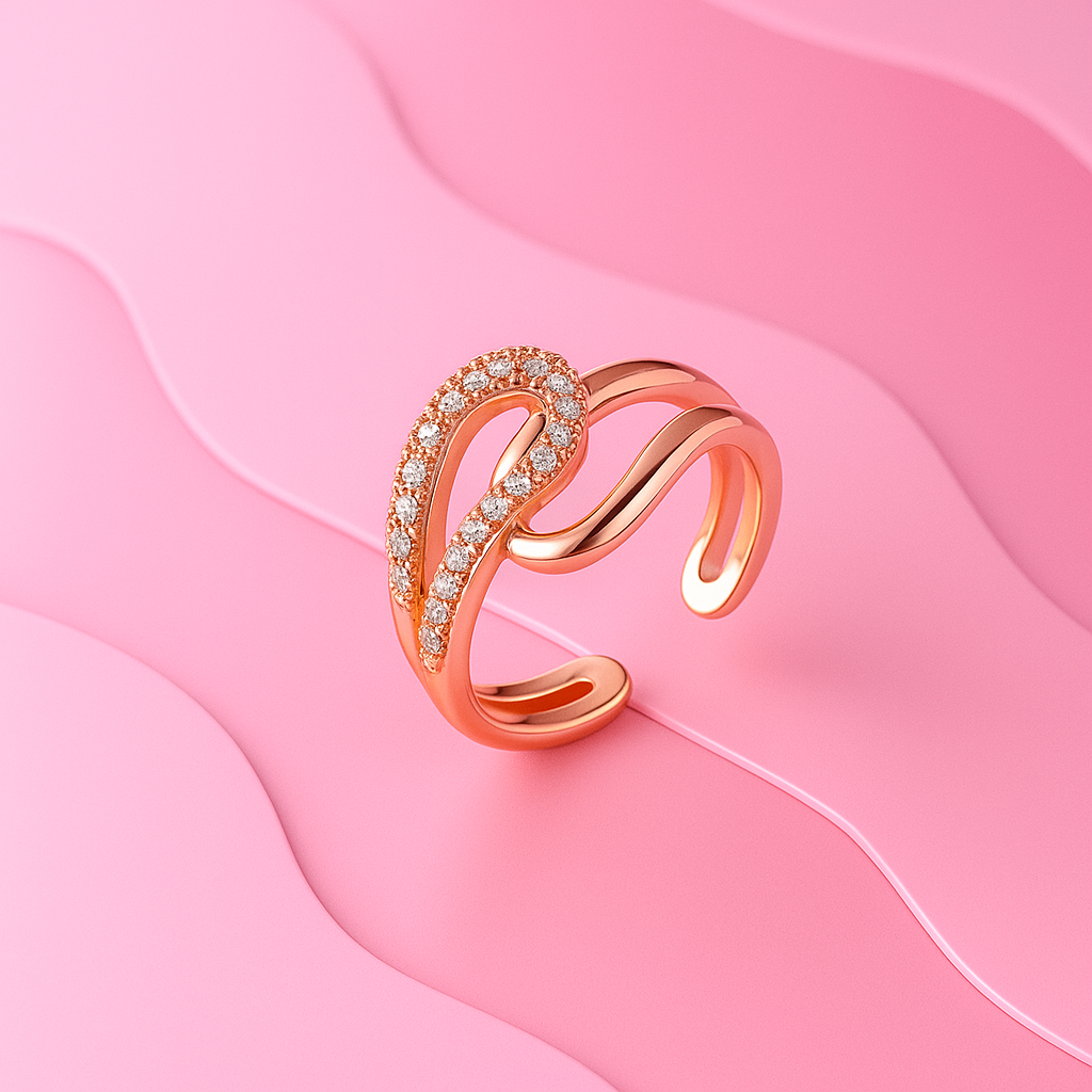 Interlocked Rose Gold Finish Ring | Tvayi Jewellery