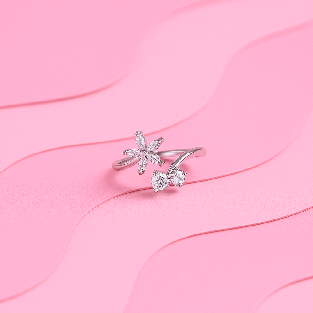Floral Silver Ring | Tvayi Jewellery