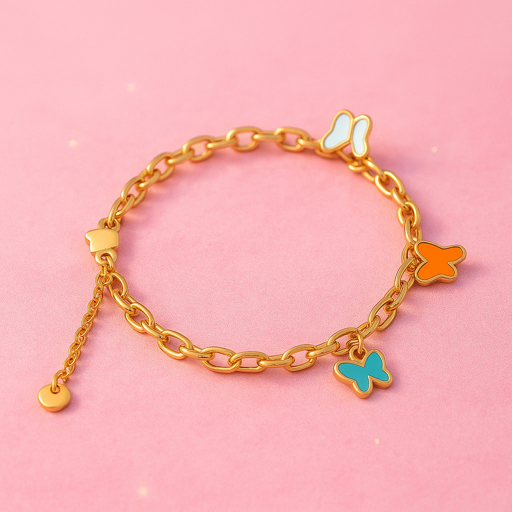 Colourful Butterfly Link Chain Bracelet | Tvayi Jewellery