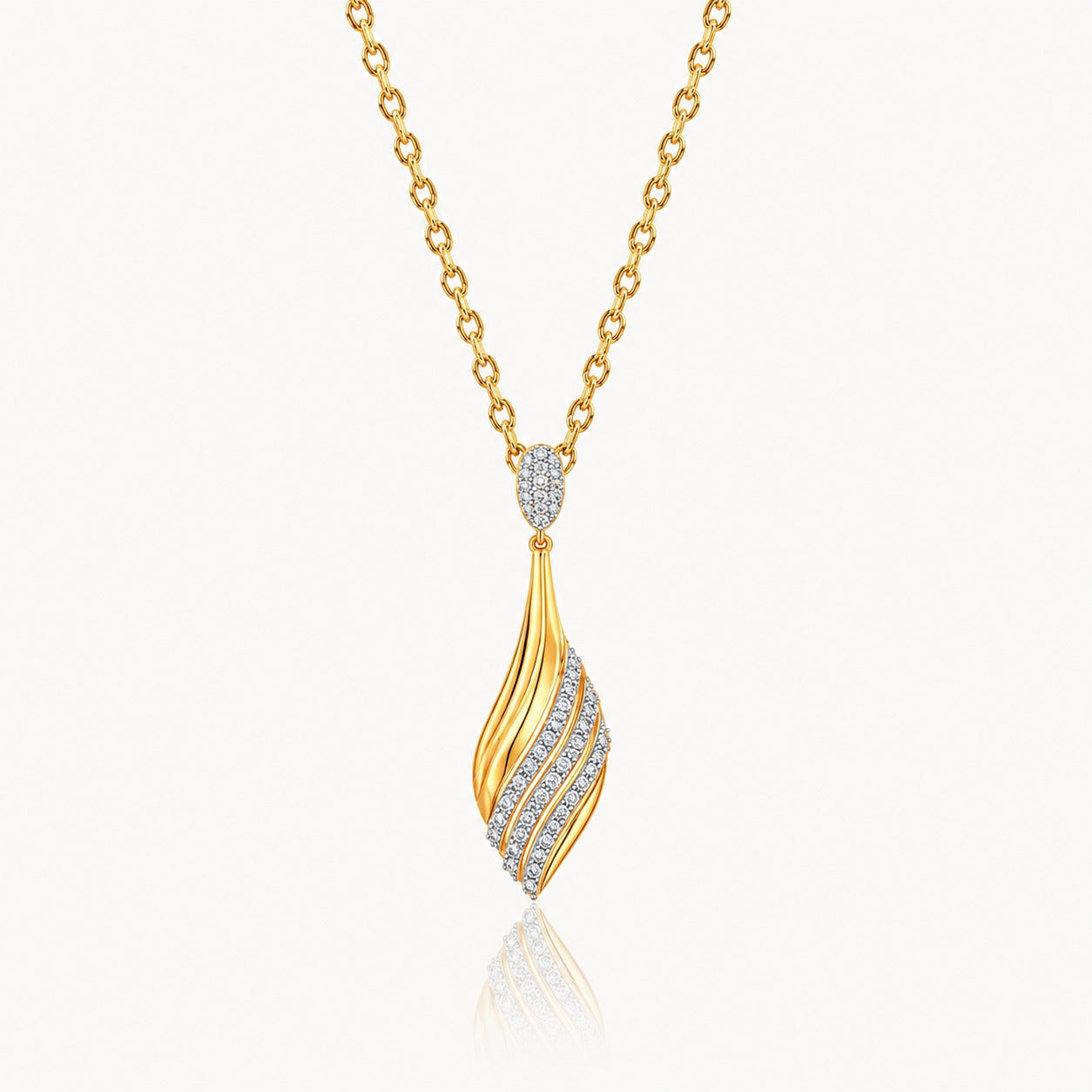 Celestial Wave Diamond Pendant Necklace | Tvayi
