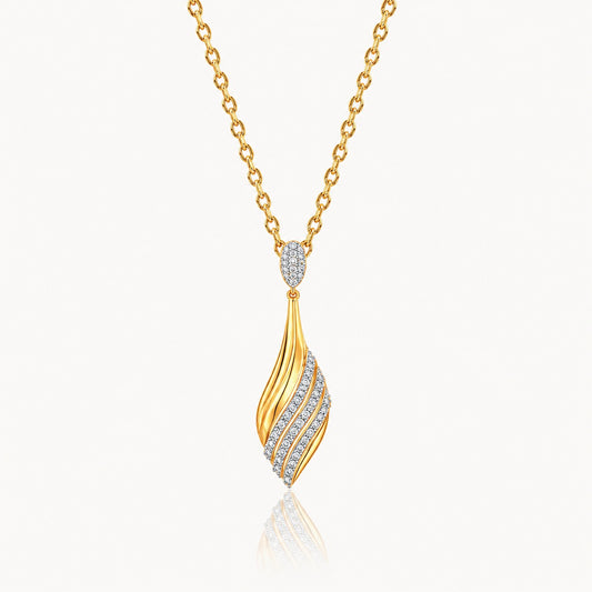 Celestial Wave Diamond Pendant Necklace | Tvayi