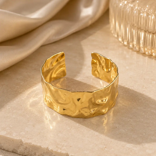A hammered gold cuff bracelet – Tvayi 18K gold-plated demi-fine jewellery for women