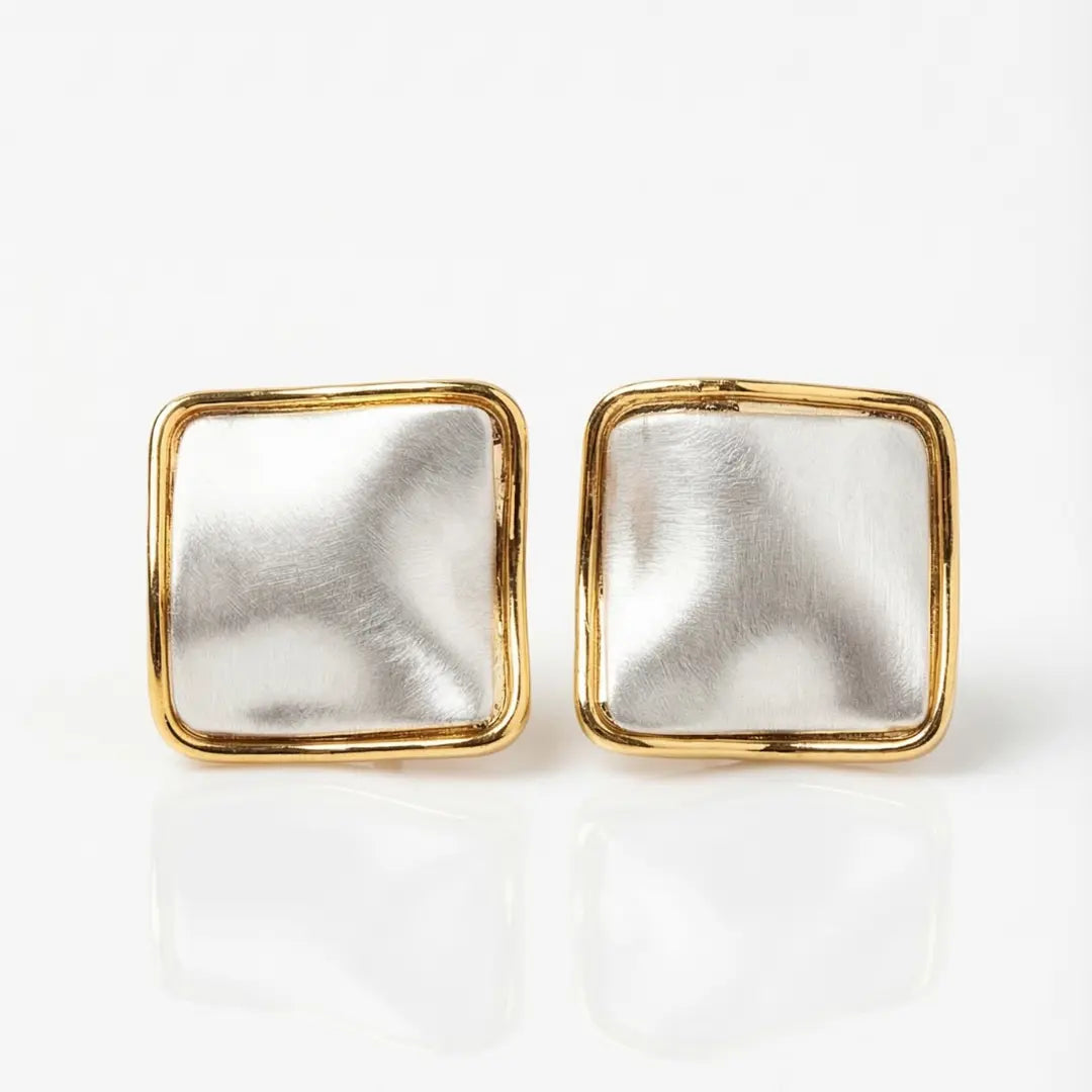 18K Gold Pearl Royale Square Studs | Tvayi
