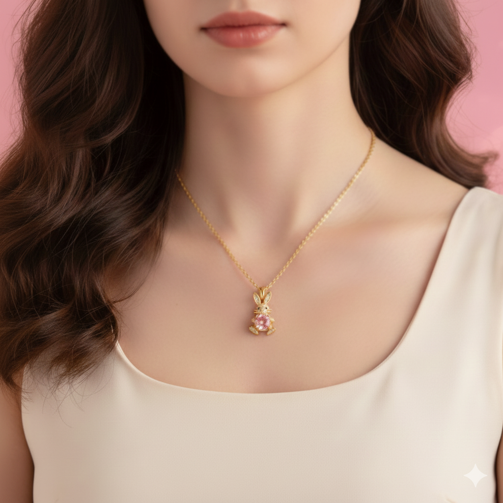 18K Gold Plated Bunny Blush Pendant – Demi-Fine Jewellery | Tvayi