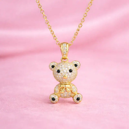 18K Gold Plated Bunny Blush Teddy Pendant – Demi-Fine Jewellery for Women | Tvayi
