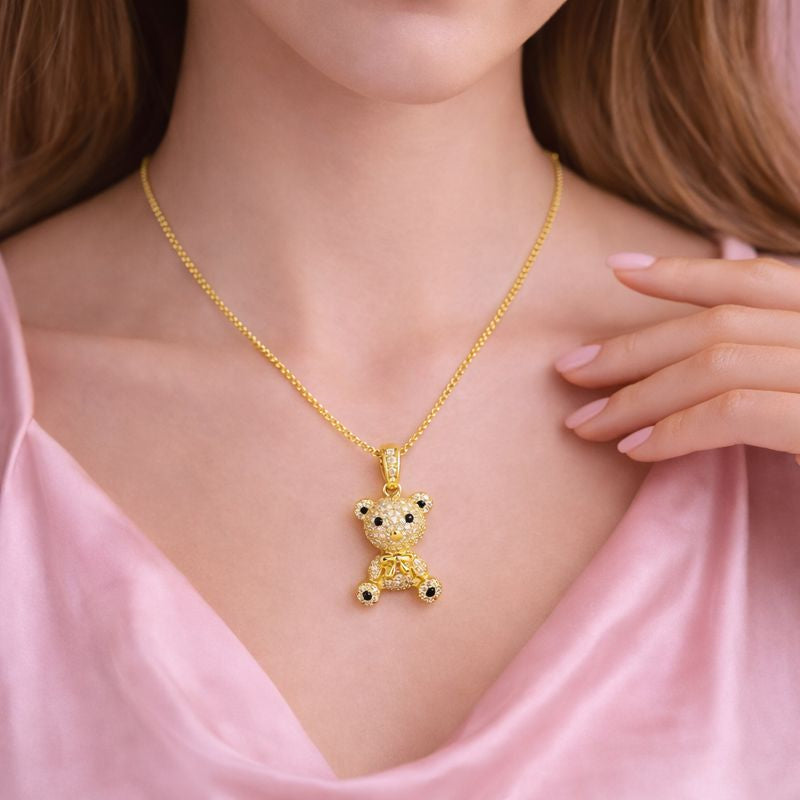 18K Gold Plated Bunny Blush Teddy Pendant – Demi-Fine Jewellery for Women | Tvayi