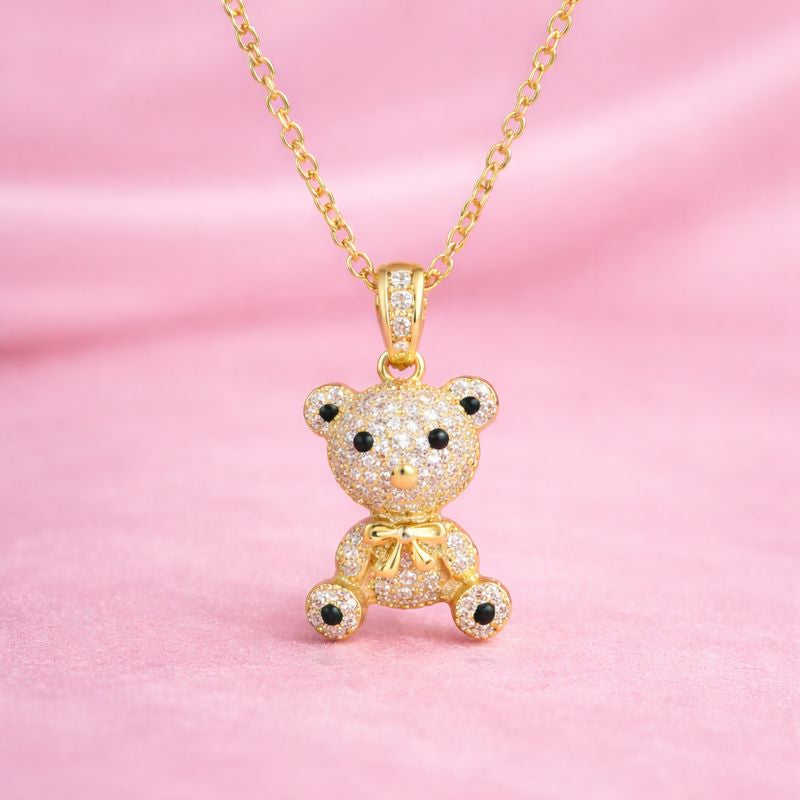 18K Gold Plated Bunny Blush Teddy Pendant – Demi-Fine Jewellery for Women | Tvayi