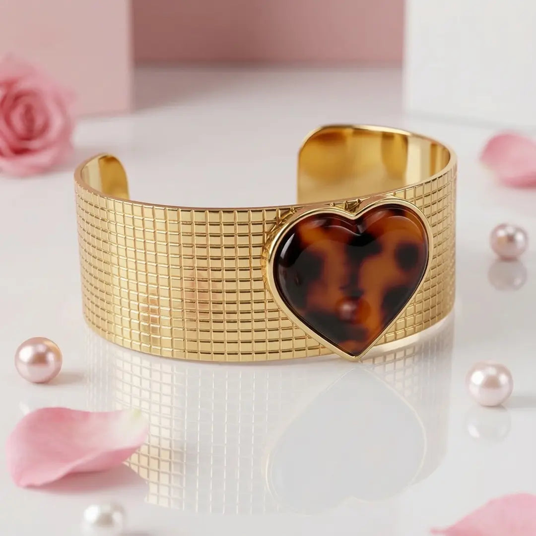 18K Gold Plated Heart Cuff Bracelet | Premium Jewellery | Tvayi