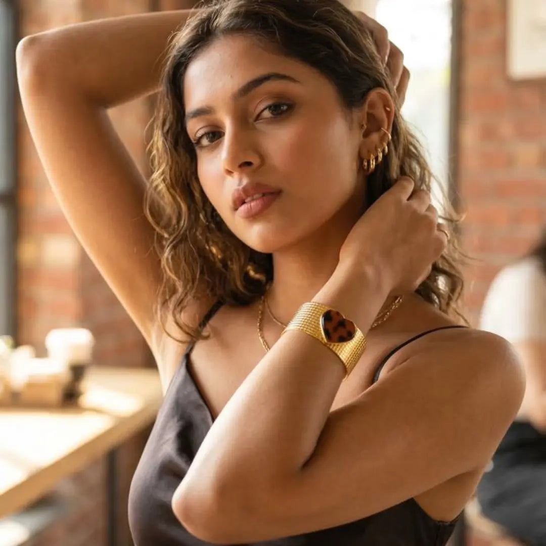 18K Gold Plated Heart Cuff Bracelet | Premium Jewellery | Tvayi