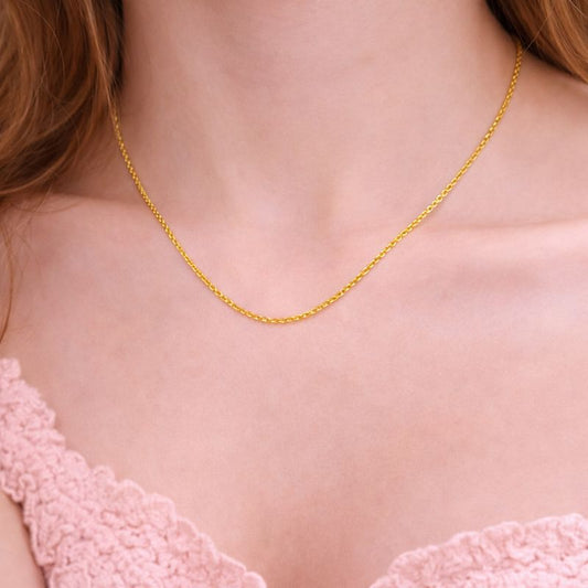 18K Gold Plated Minimal Chain Necklace for Women | Demi-Fine Premium Jewellery | Tvayi