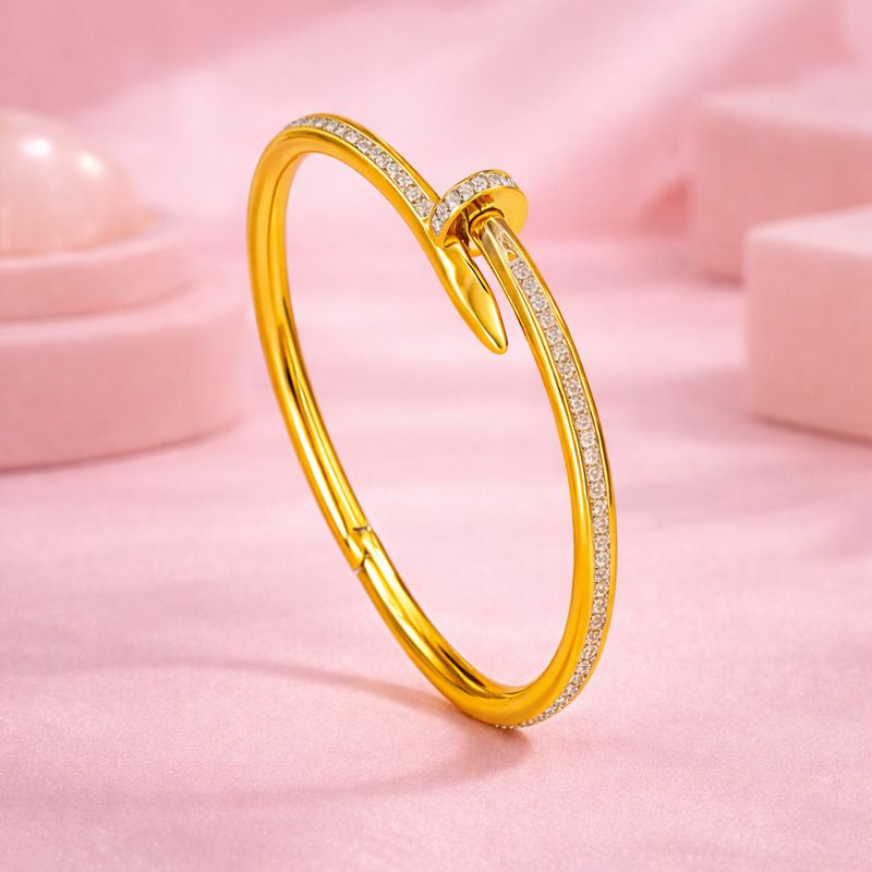 18K Gold Plated Nail Bangle – Demi-Fine Everyday Jewellery | Tvayi