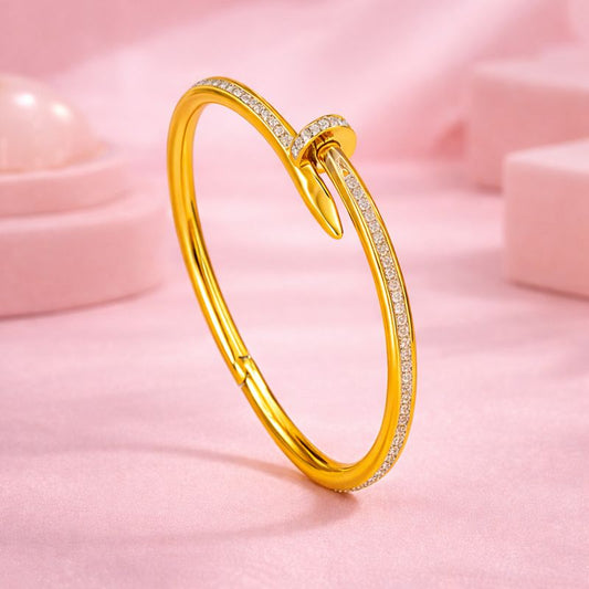 18K Gold Plated Nail Bangle – Demi-Fine Everyday Jewellery | Tvayi