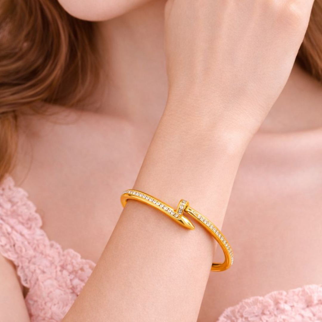 18K Gold Plated Nail Bangle – Demi-Fine Everyday Jewellery | Tvayi