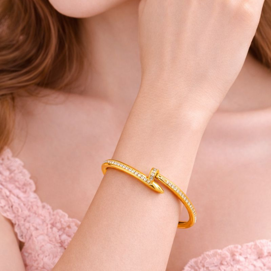 18K Gold Plated Nail Bangle – Demi-Fine Everyday Jewellery | Tvayi