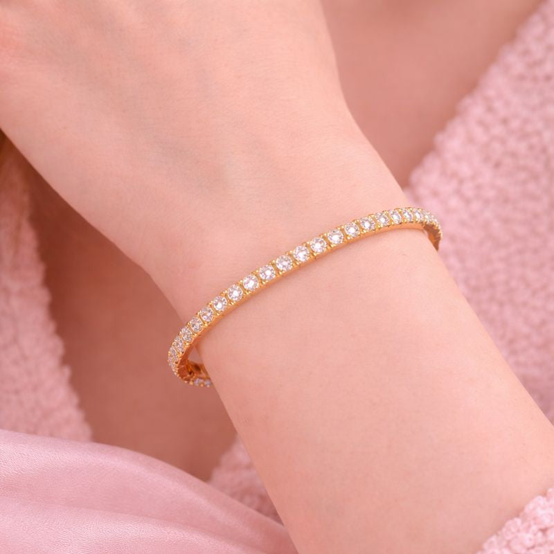 18K Gold Plated Tennis Bracelet for Women | Demifine Jewellery | Tvayi