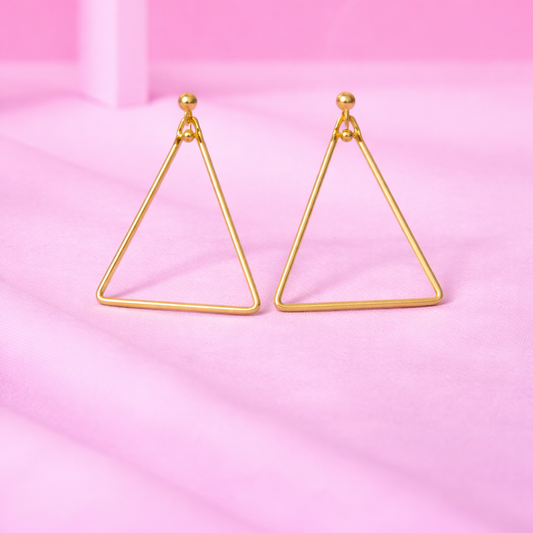 18K Gold Plated Triangle Drop Earrings for Women | Demi-Fine Premium Jewellery | Minimalist Gift for Her | Tvayi
