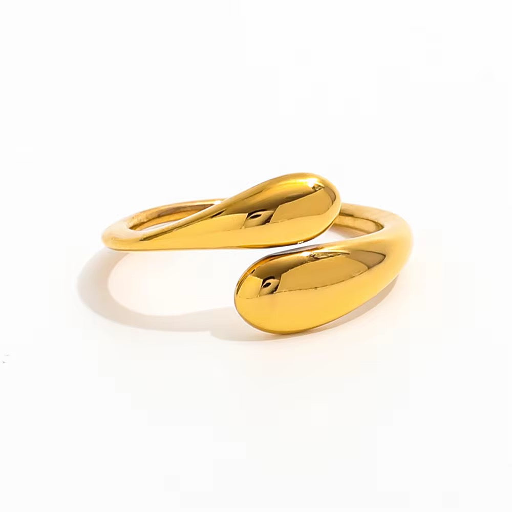 Gold Drop Open Ring – Adjustable Anti-Tarnish Demi-Fine Jewellery | Tvayi