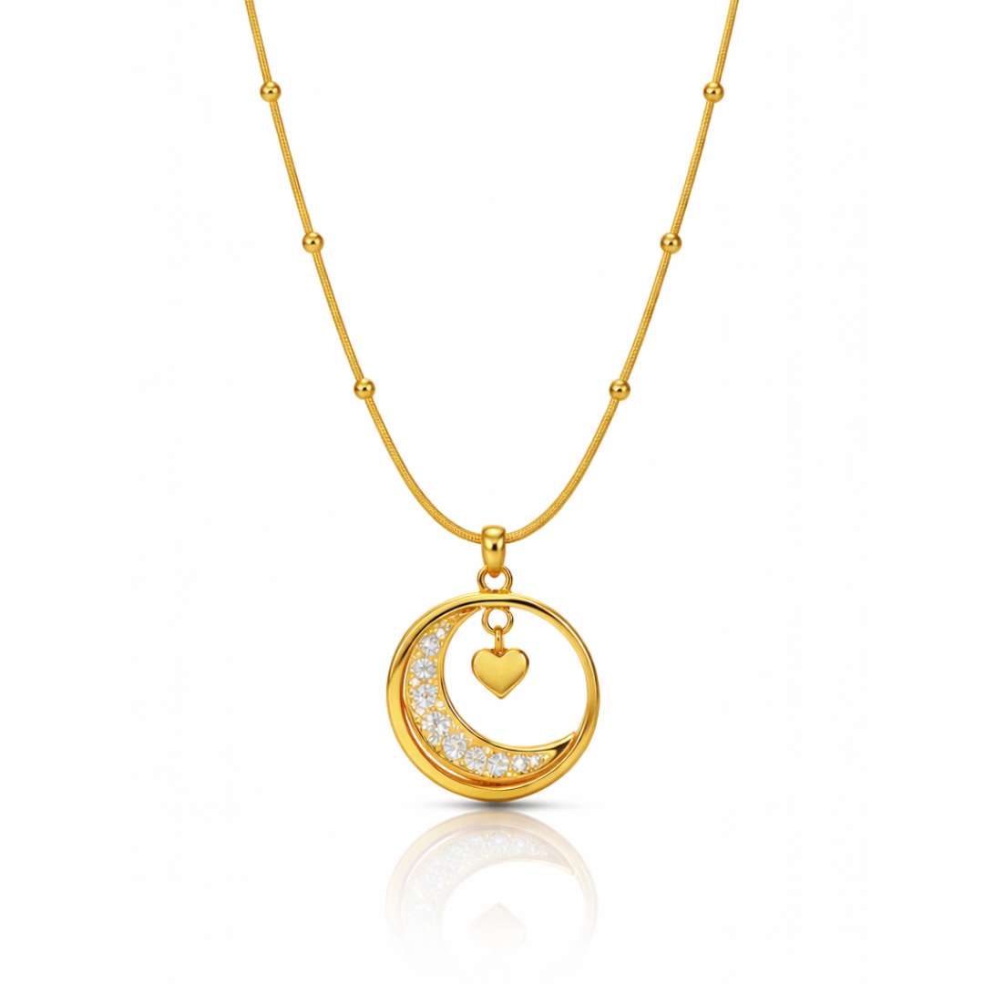 Golden crescent moon necklace | Tvayi