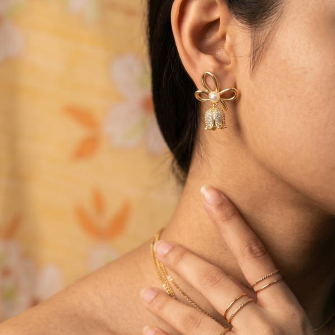 Butterfly Pearl Earrings | Tvayi