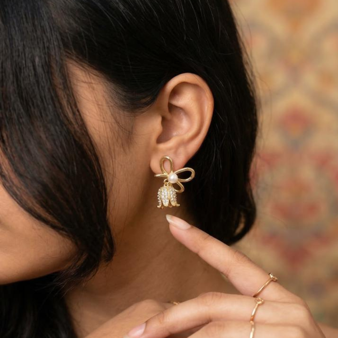 Butterfly Pearl Earrings | Tvayi