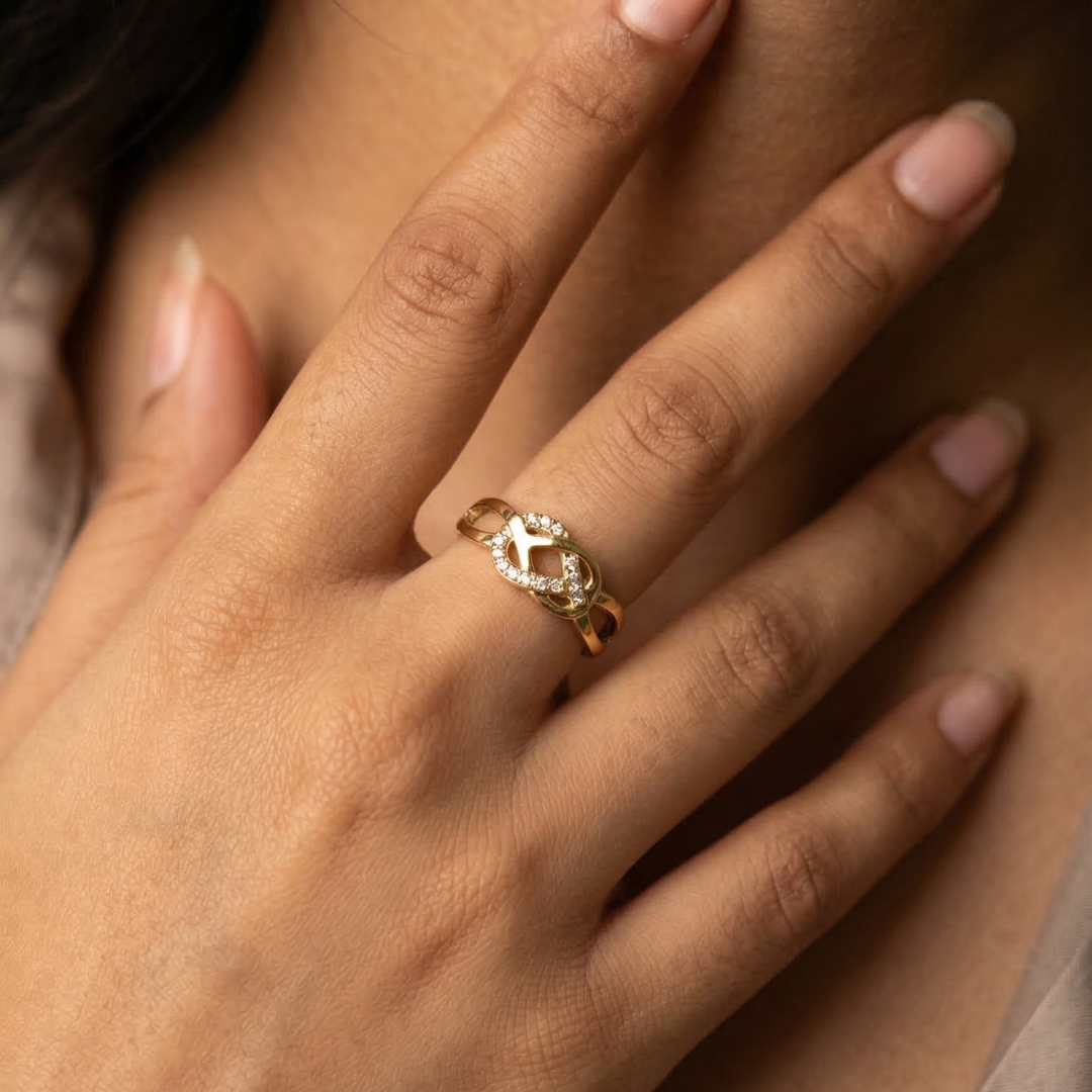 Gold-plated infinity knot ring | Tvayi
