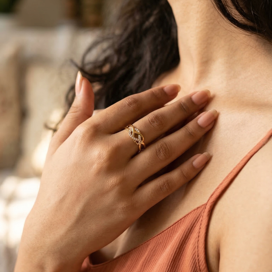 Gold-plated infinity knot ring | Tvayi