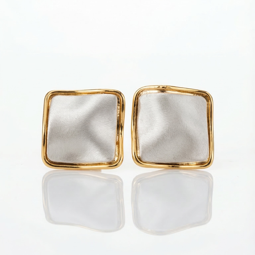 18K Gold Pearl Royale Square Studs | Tvayi