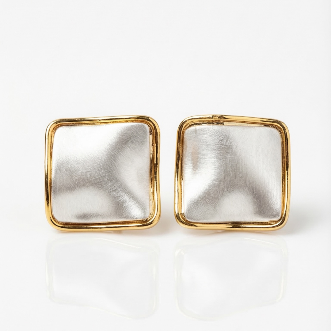 18K Gold Pearl Royale Square Studs | Tvayi