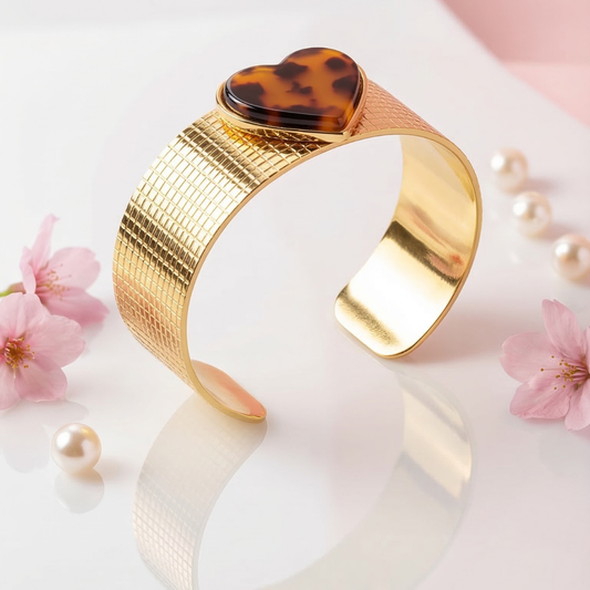 18K Gold Plated Heart Cuff Bracelet | Premium Jewellery | Tvayi