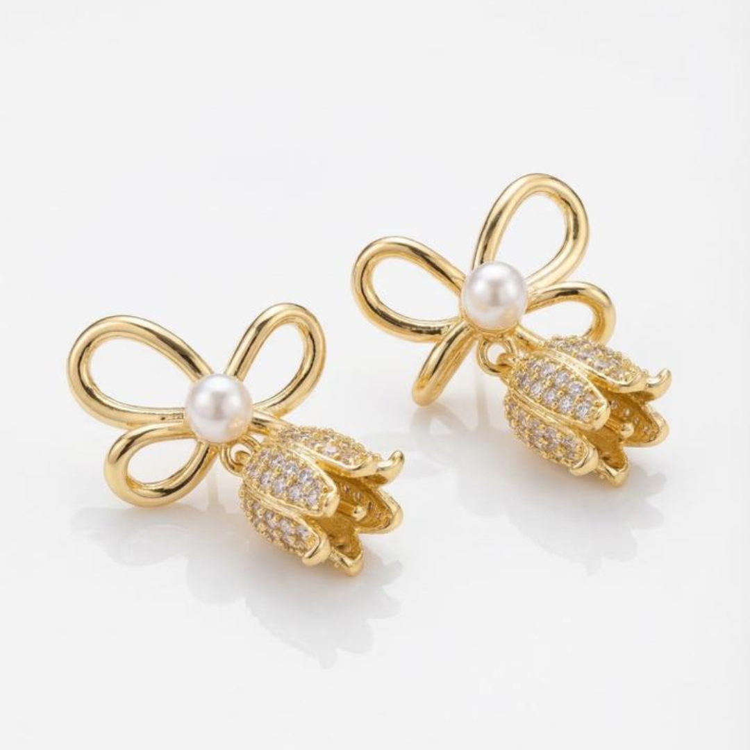 Butterfly Pearl Earrings | Tvayi