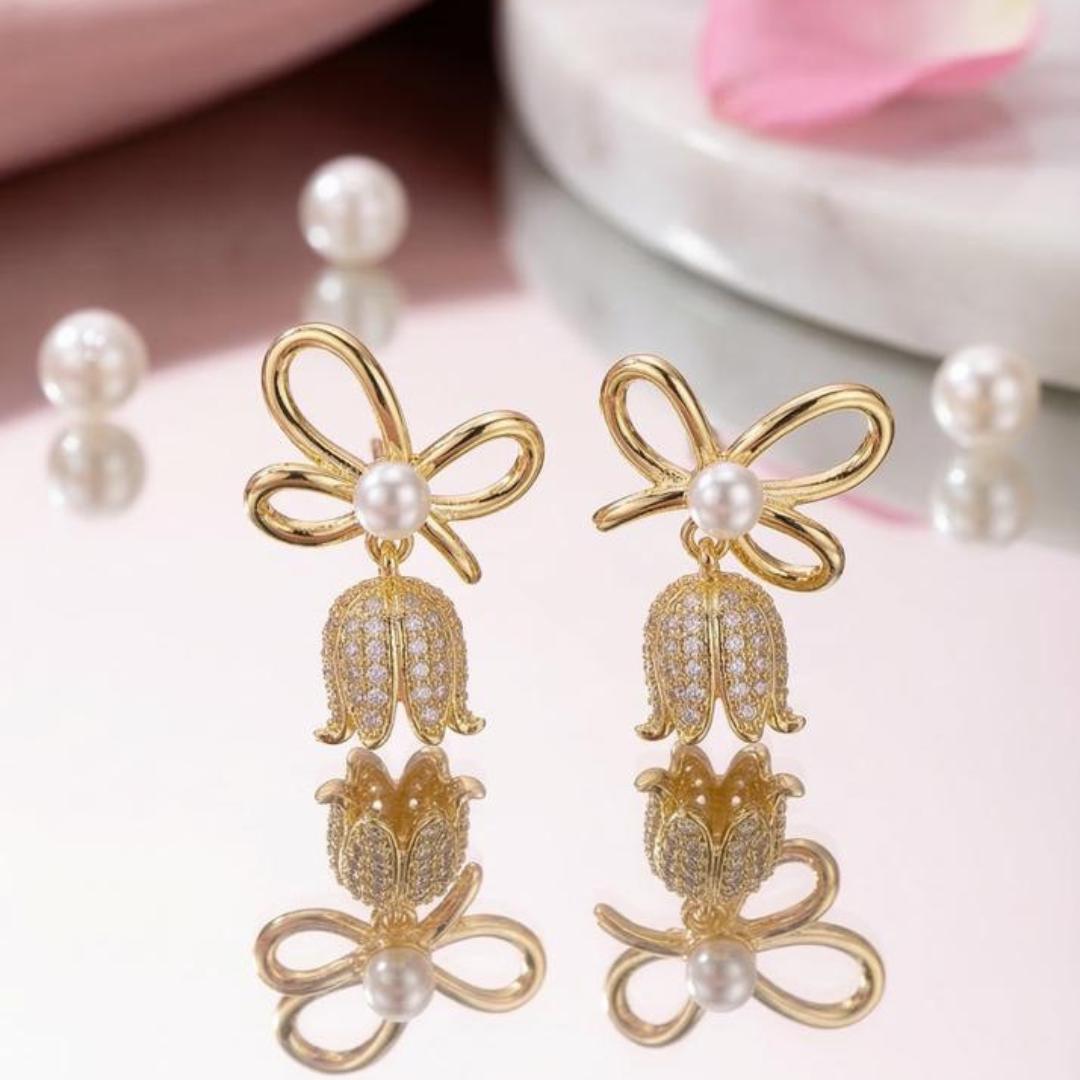 Butterfly Pearl Earrings | Tvayi