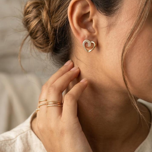 Heart Diamond Earrings - 18k Gold Plated | Tvayi