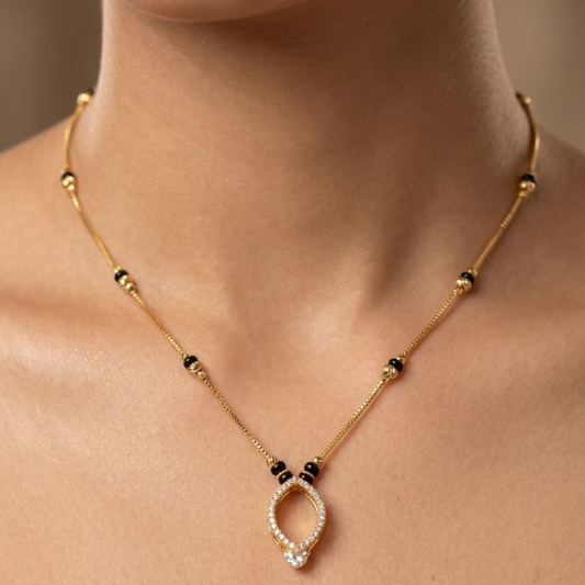 Gold Eternity American Diamond Mangalsutra - 18k Gold Plated | Tvayi