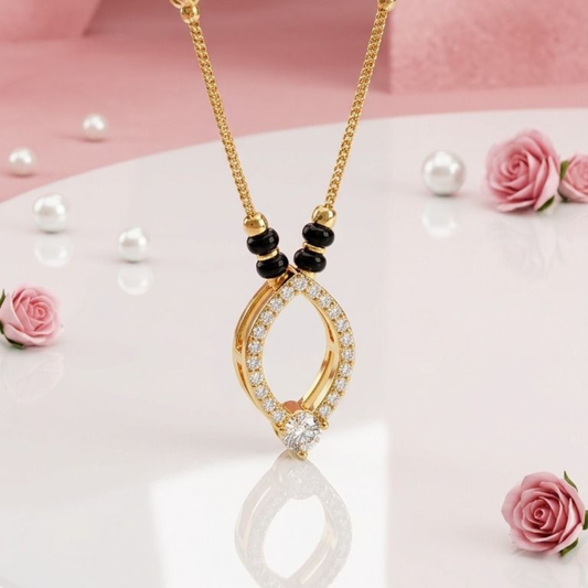 Gold Eternity American Diamond Mangalsutra - 18k Gold Plated | Tvayi