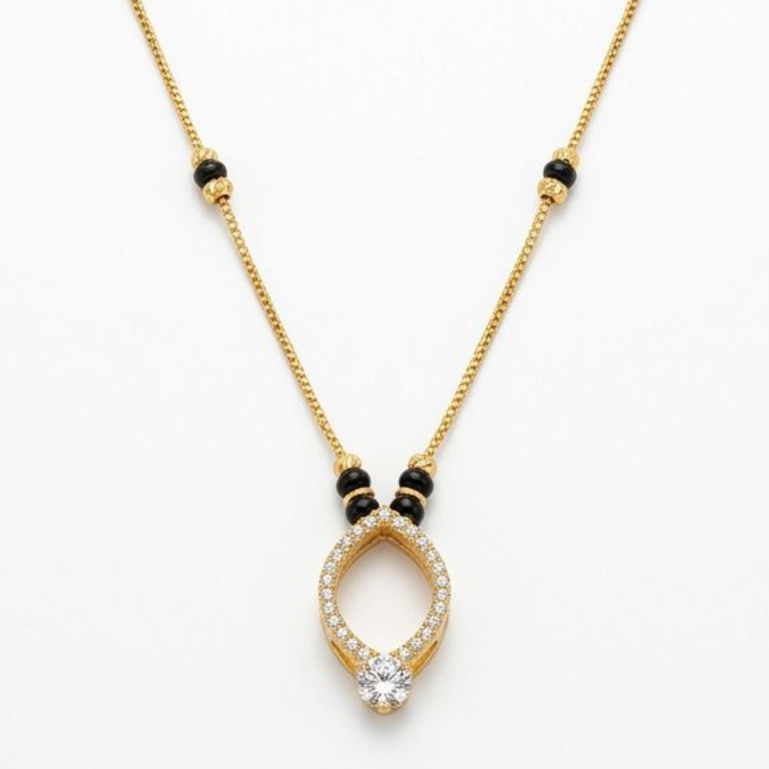 Gold Eternity American Diamond Mangalsutra - 18k Gold Plated | Tvayi
